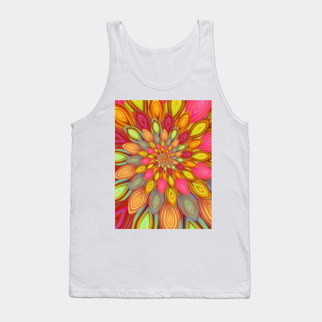 Multicoloured Flower Design Tank Top by pinkal